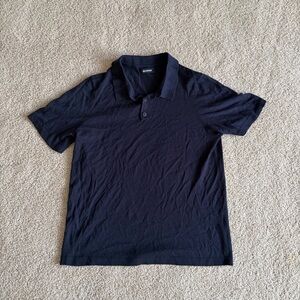 Naadam short sleeve dark navy blue cashmere button up polo t-shirt size xl